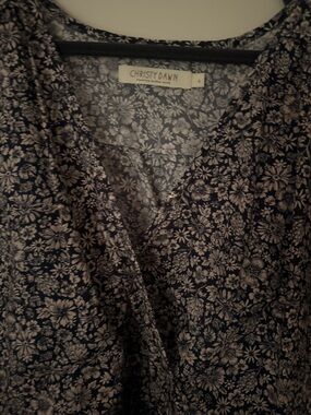 Christy Dawn Navy and Cream Floral V-Neck Midi Dress